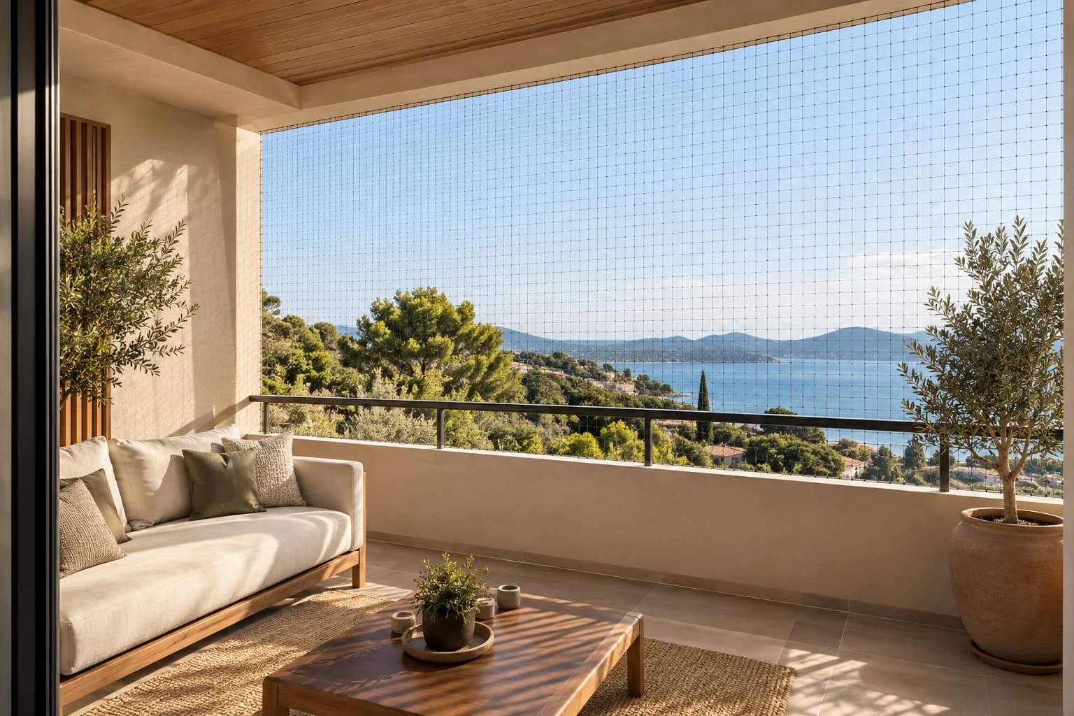 Koruma filesiyle çevrelenmiş ferah balkon, temsili görsel